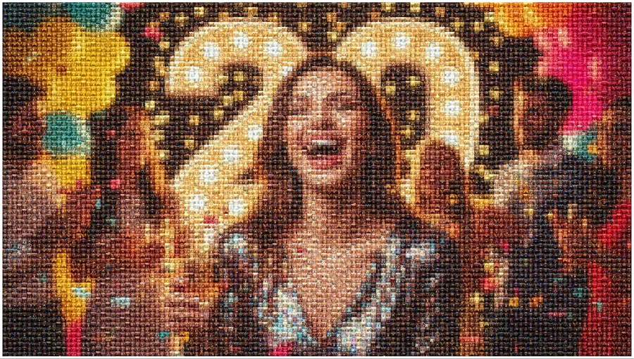 Mosaïque photo d'anniversaire composée de centaines de souvenirs